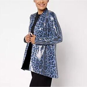 Dennis Basso Printed Sequin Fully Lined Cardigan